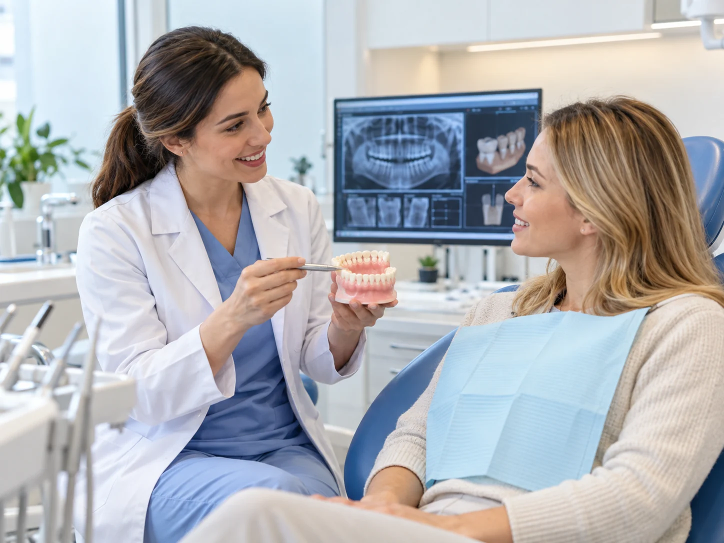 Lady dentist discussing a personalised treatment plan with a patient